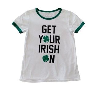 FREEZE Get Your Irish On St Patrick Day Cotton T Shirt Green White Women's Large